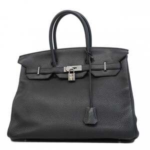 Hermes Birkin 35 handbag, Taurillon Clemence leather, black, R stamp, women's.
